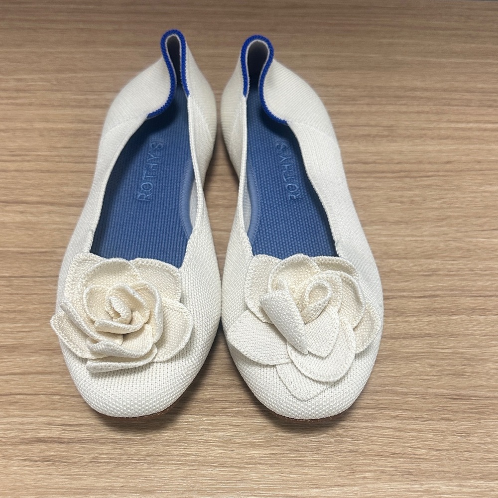 Rothy's Cream Floral Knit Flats